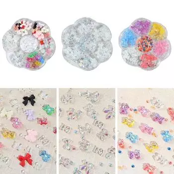 1 коробка сияющий камелия блестящий декор высокий ноготь плоское дно DIY смешанный бант маникюр цветной E