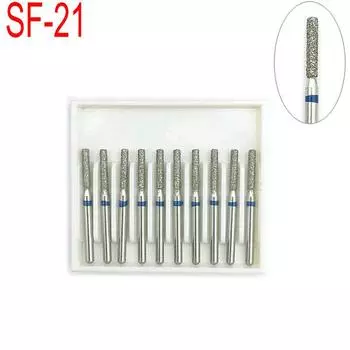 1 коробка, стоматологические алмазные боры, боры для стоматологии, высокоскоростные наконечники, диаметр ручки 1,6 мм, стоматологический материал SF-21