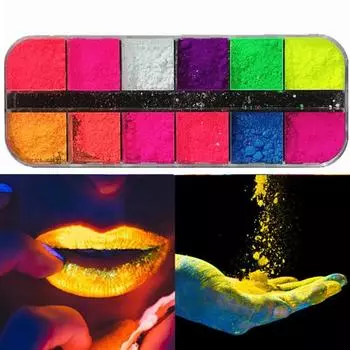 1 коробка, тени для век, универсальные, не слеживающиеся, с тонкой текстурой, практичные, 12 цветов, украшения для Хэллоуина, тени для век, пудра для вечеринки 12 color