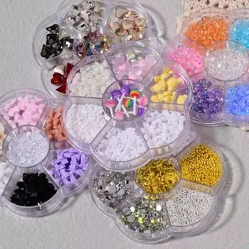 1 коробка украшений для ногтей с бантиком и медведями из искусственного жемчуга, поделки своими руками, креативный дизайн ногтей 1