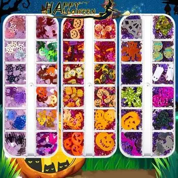 1 коробка, ультратонкие украшения для ногтей, улучшающие атмосферу, отличные блестящие блестящие художественные подвески с блестками для Хэллоуина, принадлежности H