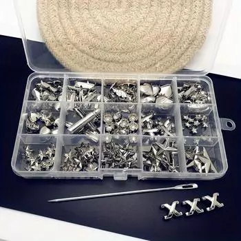 1 коробка в стиле панк с пятиконечной звездой Кроу в форме сердца, молоток для ногтей, металлический коготь, набор гвоздей, коробка, кожаная сумка, заклепанная шляпа, заклепки в форме пуговиц, 50 шт., комплект из 230 шт. 230