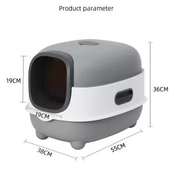 1 кошачий туалет, кошачий туалет, для использования на открытом воздухе, герметичный, полностью закрытый, трехслойный мусорный бак, складной, большое пространство серый