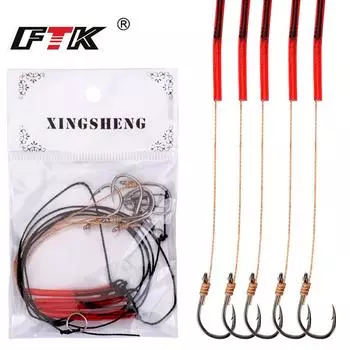 1 крючок из высокоуглеродистой стали с 5 маленькими крючками Снасти, спиннинговые снасти, наживка, приманки 6#