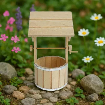 1:Кукольный домик Масштаб 12 Декор Колодец Вода Сцена Реквизит Игрушка Хобби Поделки Деревянный Сделай Сам Миниатюра