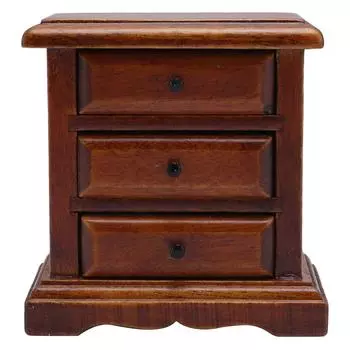 1:Кукольный домик в масштабе 1/12, прикроватная тумбочка из березового дерева, 3 ящика, реалистичная миниатюрная прикроватная тумбочка для кукольного домика каштановый