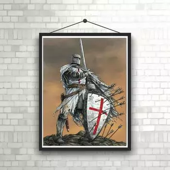 1 кусок 11,8x15,7 дюймов 5D DIY Алмазная картина, Крестоносец Тамплиер Рыцарь, Набор для вышивания, Вся вода Алмазная картина, Подарок для украшения дома ручной работы Round drill 30x40cm