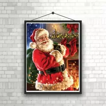 1 кусок 11,8x15,7 дюймов 5D DIY Алмазная картина, Санта-Клаус, Набор для вышивания, Вся вода Алмазная картина, Подарок для украшения дома ручной работы Round drill 30x40cm