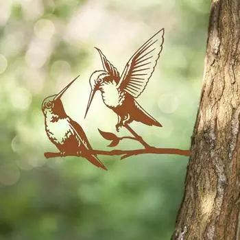 1 кусок. Очаровательное парное украшение в виде колибри — прекрасное произведение садового искусства, украшение для заднего двора и украшение для дерева. Колибри чёрный
