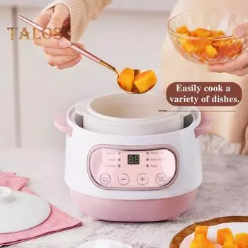 1 л Большая емкость Мини-медленноварка Анти-сухое сгорание Простая в эксплуатации Электрическая интеллектуальная керамическая супница-каша Многофункциональная кастрюля для приготовления пищи US Plug
