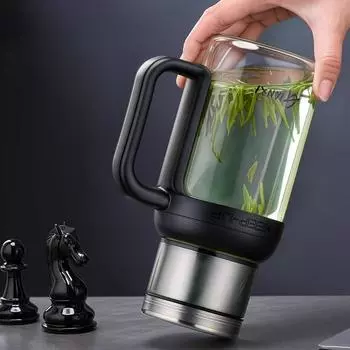 1 л чашка для чая для мужчин, деловая, высокотемпературная, чашка для разделения чая, офисная, большая емкость, герметичная, герметичная, стеклянная, с ручкой 700-1000ml