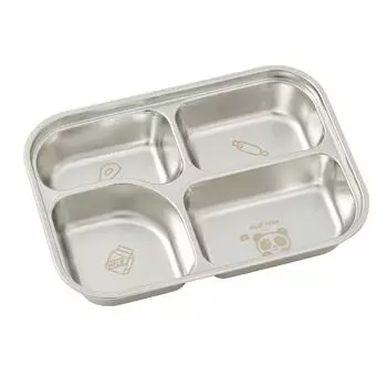 1 л Обеденная тарелка из нержавеющей стали 304 Прочная тарелка для еды 4/5 секционная Ланч-бокс Кухонная посуда 4/5 секции Обеденное блюдо