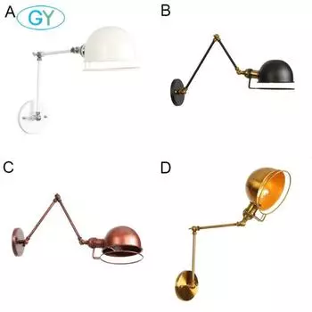 1-ламповый промышленный металлический настенный светильник в стиле ретро, деревенский, лофт, антикварный настенный светильник Эдисона, винтажный, деко, белый, черный, коричневый, латунный светильник