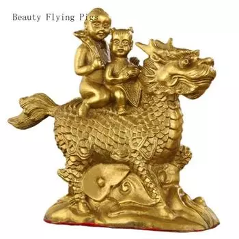1 латунный подарок Kirin, украшение для спальни, золотой мальчик, нефрит, девочка, декоративные поделки, подарки на новоселье