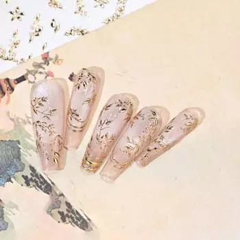 1 лист 3D цветы горячий тиснение лист наклейки для ногтей летние украшения наклейки для ногтей слайдер листья серебряный