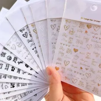 1 лист 3D клейкая наклейка для ногтей День Святого Валентина Сердце Роза наклейка для украшения дизайна ногтей