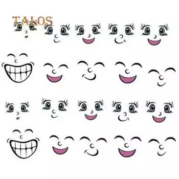 1 лист 3D милый мультфильм улыбающееся лицо советы по дизайну ногтей DIY наклейка маникюр наклейки уход за ногтями