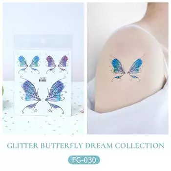1 лист, блестящие татуировки на лице с бабочкой, костюм, вечерние татуировки на лицо для женщин/девочек, водонепроницаемые, но легко удаляемые поддельные татуировки