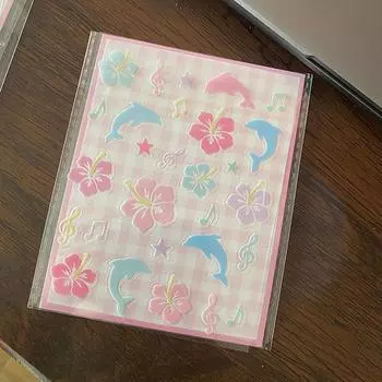 1 лист Чехол для телефона Чашка для воды Клубника Декоративные наклейки Эстетические 3D Китайский гибискус Дельфин Капающая клейкая наклейка