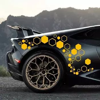 1 лист DIY кузов автомобиля крутой стиль открытый стиль украшения сотовые автомобильные наклейки большие и маленькие комбинированные шестиугольные наклейки чёрный