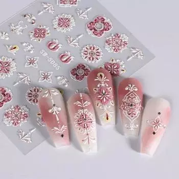 1 лист наклейки для дизайна ногтей Easy Paste DIY несколько стилей привлекательный тисненный слайдер 5D наклейка для женщин