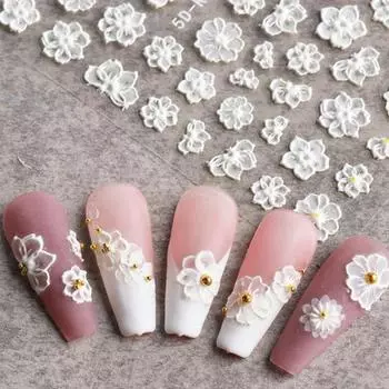 1 лист самоклеящихся наклеек для ногтей водонепроницаемый ПЭТ 5D рельефный цветок наклейки для ногтей дизайн маникюра подарок на день рождения 30