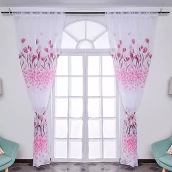 1 лист шикарной оконной вуали, невыцветающей пасторальной полупрозрачной изящной оконной перспективной тюлевой занавески для отеля 100x270CM зелёный