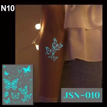 1 лист светящаяся временная татуировка бабочки синяя светящаяся в темноте наклейка тату для женщин руки лицо тату декор для вечеринки