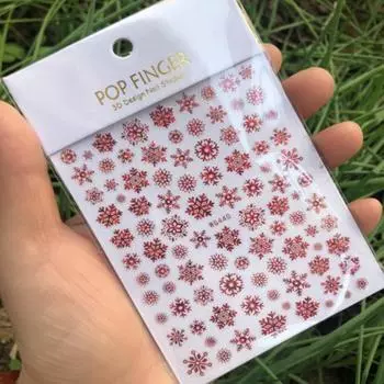1 лист светящихся самоклеящихся наклеек для ногтей с сильной липкостью 3D рождественские снежинки для дизайна ногтей маникюрные принадлежности для ногтей A красный