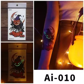 1 лист водонепроницаемые, но легко удаляемые светящиеся наклейки с татуировками ужасов на Хэллоуин