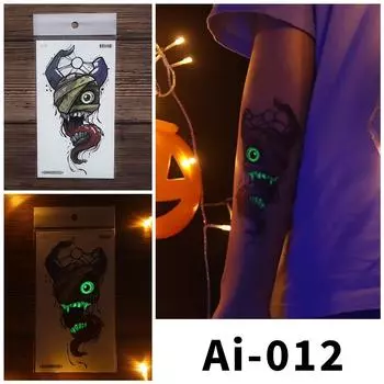 1 лист водонепроницаемые, но легко удаляемые светящиеся наклейки с татуировками ужасов на Хэллоуин