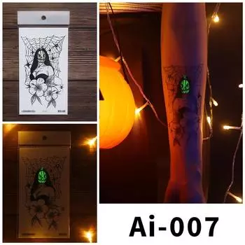 1 лист водонепроницаемые, но легко удаляемые светящиеся наклейки с татуировками ужасов на Хэллоуин