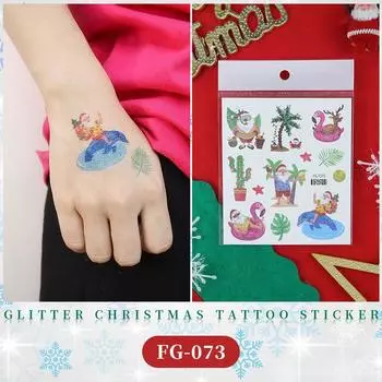 1 лист водонепроницаемый но съемный боди-арт блестки рождественская поддельная татуировка