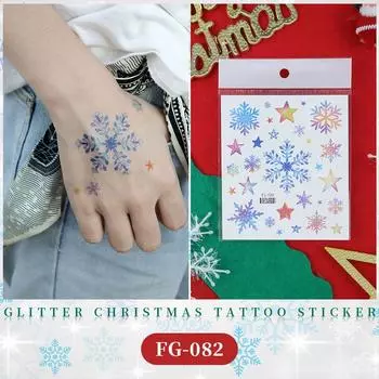 1 лист водонепроницаемый но съемный боди-арт блестки рождественская поддельная татуировка