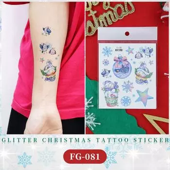 1 лист водонепроницаемый но съемный боди-арт блестки рождественская поддельная татуировка