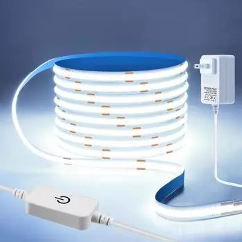 1 м/2 м/3 м/4 м/5 м супер яркая светодиодная лента постоянного тока 12 В COB с регулируемой яркостью сенсорный сенсорный переключатель 320 светодиодов/м гибкая лента лента домашняя подсветка кухонное освещение 1m белый