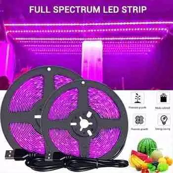 1 м/2 м/3 м/5 м/10 м светодиодный светильник полного спектра для выращивания растений, 60 ламп, бусины/м полосы, светодиодный светильник для выращивания семян растений в теплице Fitolampy 2m