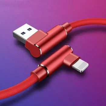1 м, 2 м, 3 м, быстрый USB-кабель для зарядного устройства для iPhone X Xs Max XR 6 s 6s 7 8 Plus 5S SE iPad мобильного телефона, длинный шнур для зарядки данных под углом 90 градусов 1m белый