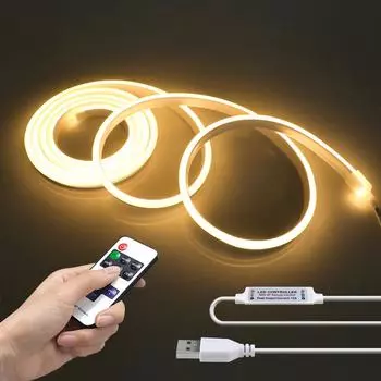 1 м 2 м 3 м светодиодный светильник с регулируемой яркостью под шкафом, USB 5 В, неоновая лента, беспроводной пульт дистанционного управления, переключатель для кухни, ванной, шкафа, лампа