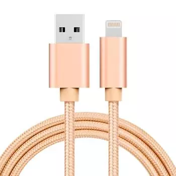 1 м 3A плетеный стиль металлическая головка 8-контактный USB кабель данных / зарядное устройство золотистый