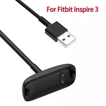 1 м для Fitbit Inspire 3, зарядный кабель, зажим для шнура, док-станция, USB-кабель для зарядки для Fitbit Inspire 2 HR, умные часы для Inspire3 Line For Fitbit Inspire чёрный