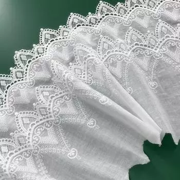 1 м/лот, ширина 25 см, хлопковая двухслойная нить из молочного шелка, компьютерная вышивка, кружево, аксессуары для самостоятельного изготовления, кружево для платья Лолиты белый