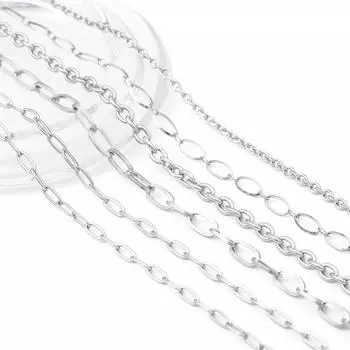 1 м/пакет, ювелирная цепочка из нержавеющей стали, кубинская цепочка, базовая цепочка в стиле панк для ожерелья, браслета, самостоятельное изготовление ювелирных изделий 1.6mm 1M
