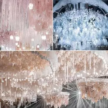 1 м поддельные цветы гортензии шелковые цветы висячие растения профессиональные фиолетовые полосатые лозы для свадьбы белый