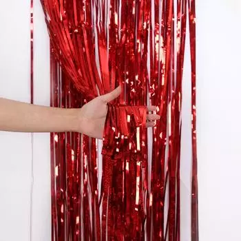 1 м Роскошный 2 м Блестящий Лазерный Дождь Занавес для Креативных Украшений на День Рождения и Мероприятия 12m Red