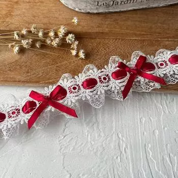 1 м швейные края милый бант кружево аппликация воротник вырез отделка края лента аксессуары для одежды ширина 3,8 см 100*3.8CM красный