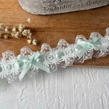 1 м швейные края милый бант кружево аппликация воротник вырез отделка края лента аксессуары для одежды ширина 3,8 см 100*3.8CM светло-зеленый