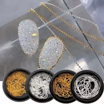 1 м стильная цепочка со стразами для ногтей, блестящая 3D-эффект, сделай сам A серебряный