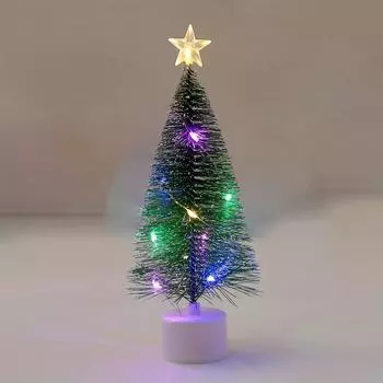 1 маленькая рождественская елка, 6,7-дюймовая мини-елка, искусственная маленькая настольная рождественская елка с лампой и орхидеей