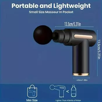 1 массажный пистолет для тела, спины и шеи, глубокий массаж мышц, ручной ударный массажер, сверхкомпактный элегантный дизайн чёрный